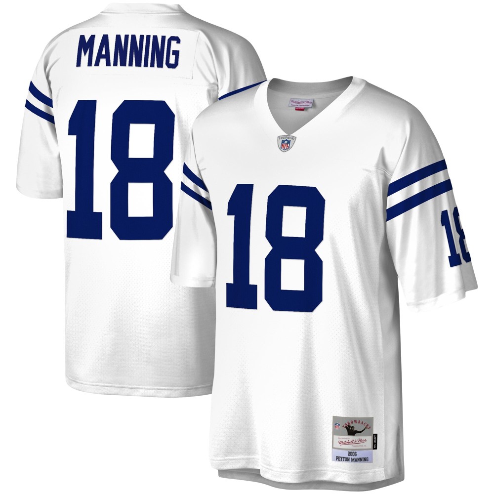 Men's Indianapolis Colts Peyton Manning Number 18 Mitchell & Ness White Legacy Replica Jersey