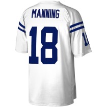 Men's Indianapolis Colts Peyton Manning Number 18 Mitchell & Ness White Legacy Replica Jersey