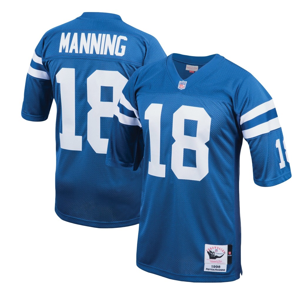 Men's Indianapolis Colts 1998 Peyton Manning Number 18 Mitchell & Ness Royal Authentic Throwback Retired Player Jersey