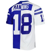 Men's Indianapolis Colts Peyton Manning Number 18 Mitchell & Ness Royal/White 1998 Split Legacy Replica Jersey