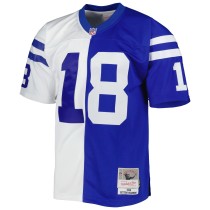 Men's Indianapolis Colts Peyton Manning Number 18 Mitchell & Ness Royal/White 1998 Split Legacy Replica Jersey