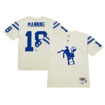 Men's Indianapolis Colts Peyton Manning Mitchell & Ness Cream Chainstitch Legacy Jersey