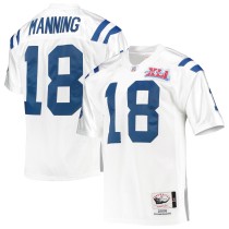 Men's Indianapolis Colts 2006 Peyton Manning Number 18 Mitchell & Ness White Authentic Throwback Retired Player Jersey