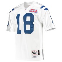 Men's Indianapolis Colts 2006 Peyton Manning Number 18 Mitchell & Ness White Authentic Throwback Retired Player Jersey