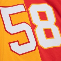 Men's Kansas City Chiefs Derrick Thomas Number 58 Mitchell & Ness Red/Gold 1994 Split Legacy Replica Jersey