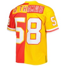 Men's Kansas City Chiefs Derrick Thomas Number 58 Mitchell & Ness Red/Gold 1994 Split Legacy Replica Jersey