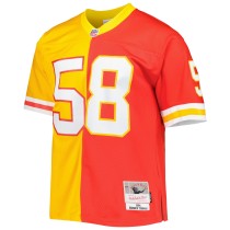 Men's Kansas City Chiefs Derrick Thomas Number 58 Mitchell & Ness Red/Gold 1994 Split Legacy Replica Jersey