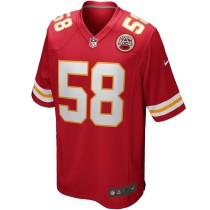 Men's Kansas City Chiefs Derrick Thomas Number 58 Nike Red Game Retired Player Jersey