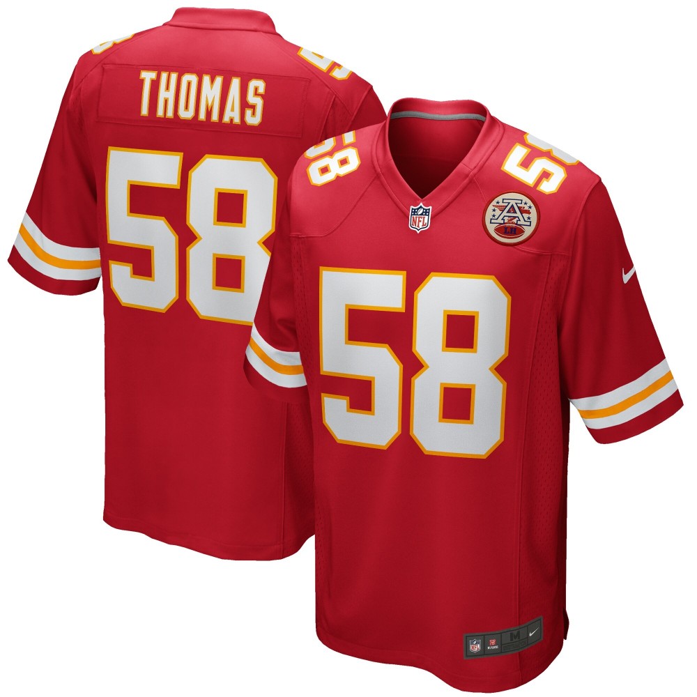 Men's Kansas City Chiefs Derrick Thomas Number 58 Nike Red Game Retired Player Jersey