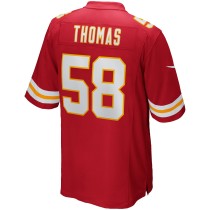 Men's Kansas City Chiefs Derrick Thomas Number 58 Nike Red Game Retired Player Jersey