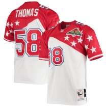 Men's AFC Derrick Thomas Number 8 Mitchell & Ness White/Red 1995 Pro Bowl Authentic Jersey