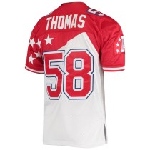 Men's AFC Derrick Thomas Number 8 Mitchell & Ness White/Red 1995 Pro Bowl Authentic Jersey