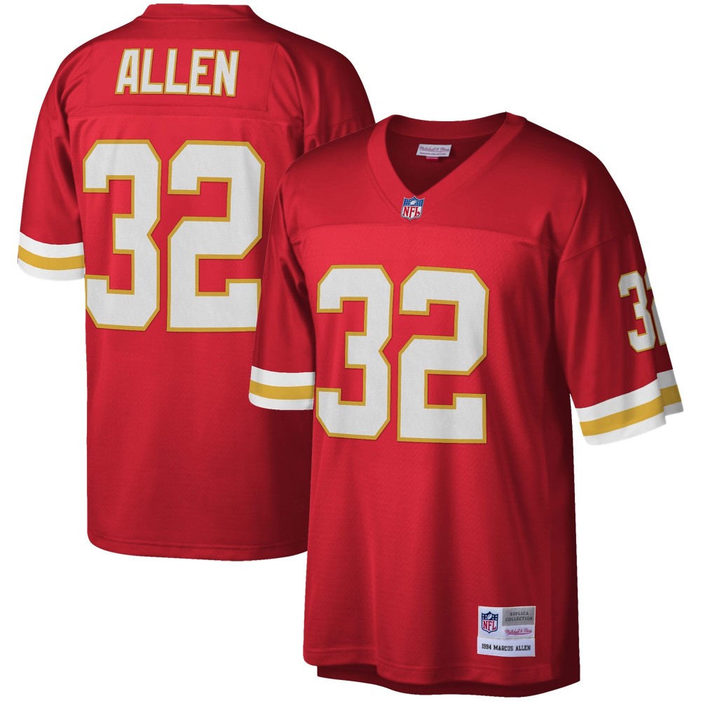 Men's Kansas City Chiefs Marcus Allen Number 32 Mitchell & Ness Red Legacy Replica Jersey