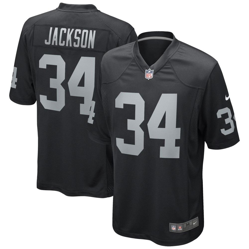 Men's Las Vegas Raiders Bo Jackson Number 34 Nike Black Game Retired Player Jersey