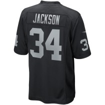 Men's Las Vegas Raiders Bo Jackson Number 34 Nike Black Game Retired Player Jersey