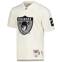 Men's Las Vegas Raiders Charles Woodson Number 24 Mitchell & Ness Cream Chainstitch Legacy Jersey