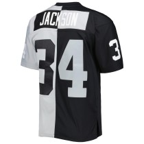 Men's Las Vegas Raiders Bo Jackson Number 34 Mitchell & Ness Black/Silver 1988 Split Legacy Replica Jersey