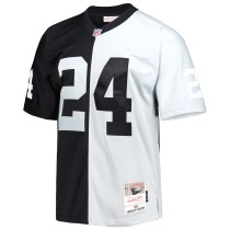 Men's Las Vegas Raiders Charles Woodson Number 24 Mitchell & Ness Black/Silver 1998 Split Legacy Replica Jersey