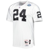 Men's Las Vegas Raiders 2002 Charles Woodson Number 24 Mitchell & Ness White Authentic Throwback Retired Player Jersey