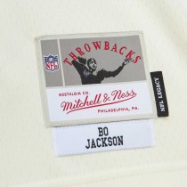 Men's Las Vegas Raiders Bo Jackson Number 34 Mitchell & Ness Cream Chainstitch Legacy Jersey