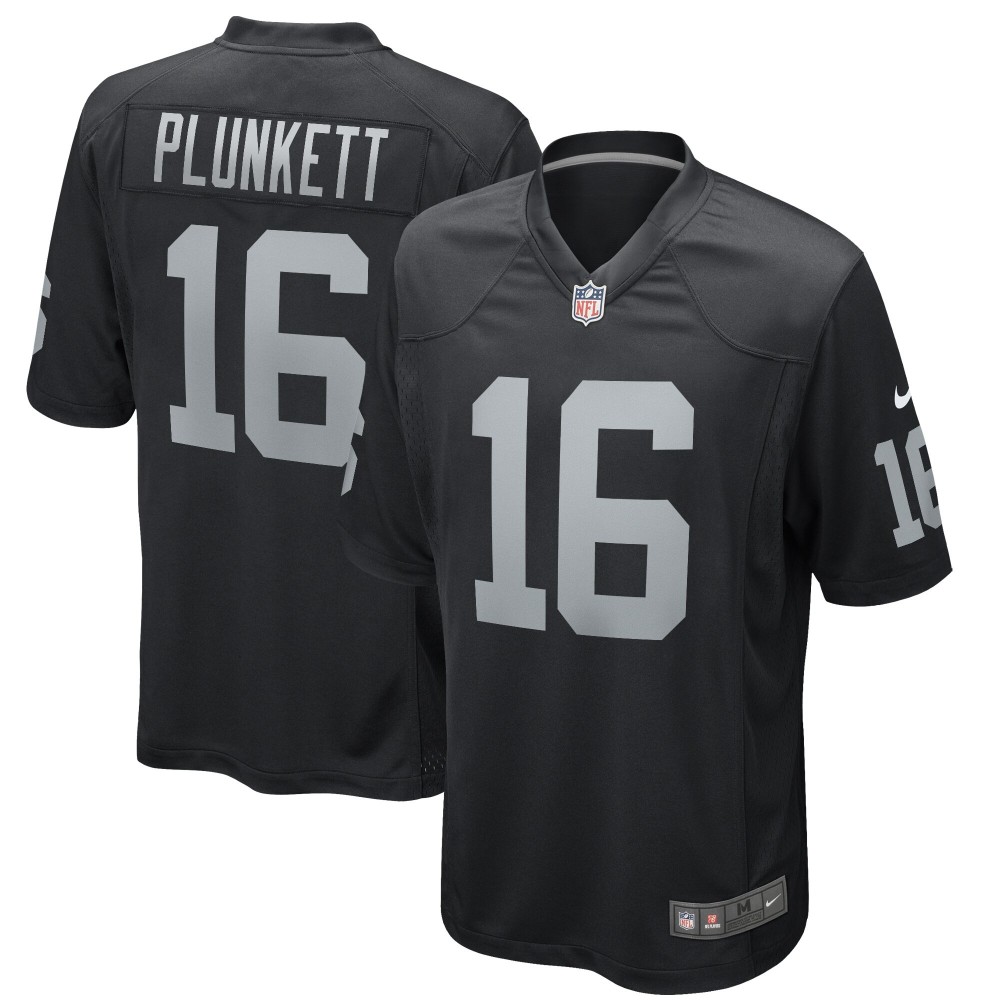 Men's Las Vegas Raiders Jim Plunkett Number 16 Nike Black Game Retired Player Jersey