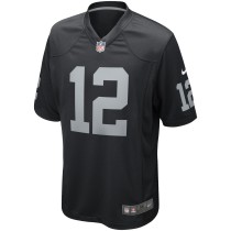 Men's Las Vegas Raiders Ken Stabler Number 12 Nike Black Game Retired Player Jersey