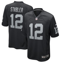 Men's Las Vegas Raiders Ken Stabler Number 12 Nike Black Game Retired Player Jersey