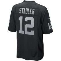 Men's Las Vegas Raiders Ken Stabler Number 12 Nike Black Game Retired Player Jersey