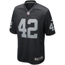 Men's Las Vegas Raiders Ronnie Lott Number 42 Nike Black Game Retired Player Jersey