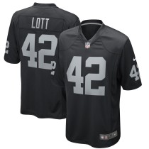 Men's Las Vegas Raiders Ronnie Lott Number 42 Nike Black Game Retired Player Jersey