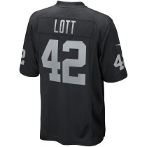 Men's Las Vegas Raiders Ronnie Lott Number 42 Nike Black Game Retired Player Jersey