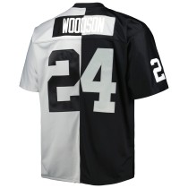 Men's Las Vegas Raiders Charles Woodson Number 24 Mitchell & Ness Black/Silver Big & Tall Split Retired Player Replica Jersey