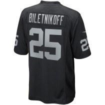 Men's Las Vegas Raiders Fred Biletnikoff Number 25 Nike Black Game Retired Player Jersey