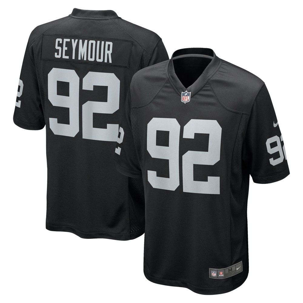 Men's Las Vegas Raiders Richard Seymour Number 92 Nike Black Retired Player Game Jersey