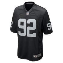 Men's Las Vegas Raiders Ken Stabler Number 92 Mitchell & Ness Black Legacy Replica Jersey