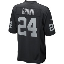 Men's Las Vegas Raiders Willie Brown Number 24 Nike Black Game Retired Player Jersey