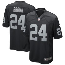 Men's Las Vegas Raiders Willie Brown Number 24 Nike Black Game Retired Player Jersey