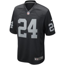 Men's Las Vegas Raiders Willie Brown Number 24 Nike Black Game Retired Player Jersey