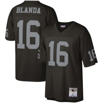 Men's Las Vegas Raiders George Blanda Number 16 Mitchell & Ness Black Legacy Replica Jersey