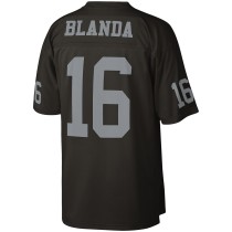 Men's Las Vegas Raiders George Blanda Number 16 Mitchell & Ness Black Legacy Replica Jersey