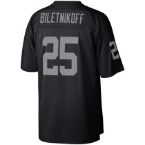 Men's Las Vegas Raiders Fred Biletnikoff Number 25 Mitchell & Ness Black Retired Player Legacy Replica Jersey