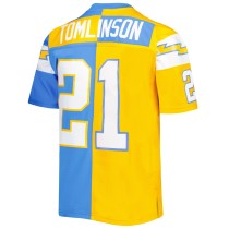 Men's Los Angeles Chargers LaDainian Tomlinson Number 21 Mitchell & Ness Powder Blue/Gold 2002 Split Legacy Replica Jersey