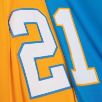 Men's Los Angeles Chargers LaDainian Tomlinson Number 21 Mitchell & Ness Powder Blue/Gold 2002 Split Legacy Replica Jersey