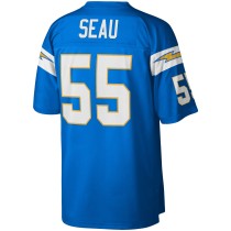 Men's Los Angeles Chargers Junior Seau Number 55 Mitchell & Ness Powder Blue Legacy Replica Jersey