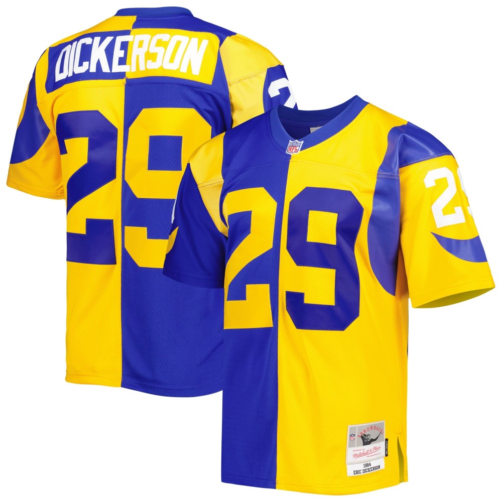 Men's Los Angeles Rams Eric Dickerson Number 29 Mitchell & Ness Royal/Gold 1984 Split Legacy Replica Jersey