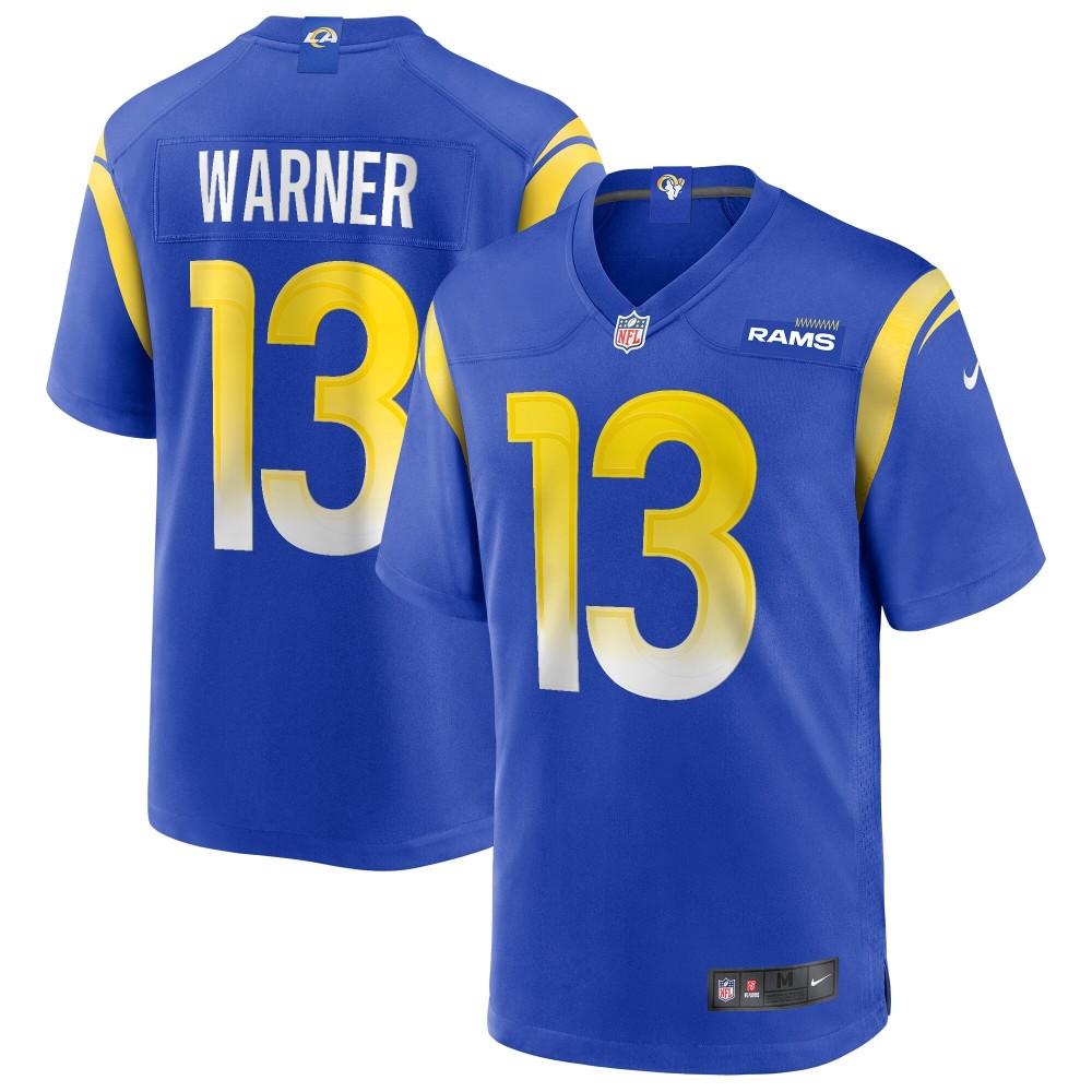 Men's Los Angeles Rams Kurt Warner Number 13 Nike Royal Game Retired Player Jersey