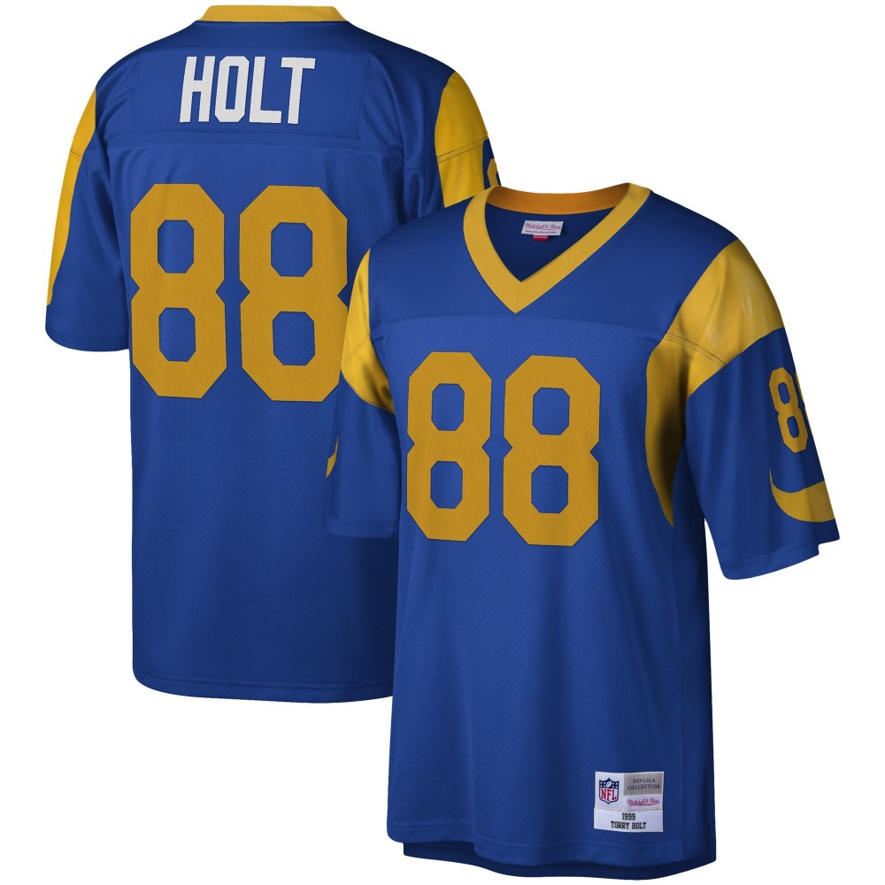 Men's Los Angeles Rams Torry Holt Number 88 Mitchell & Ness Royal Legacy Replica Jersey