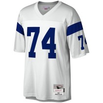 Men's Los Angeles Rams Merlin Olsen Number 74 Mitchell & Ness White Legacy Replica Jersey