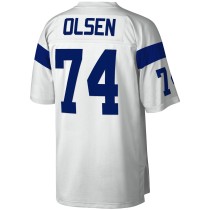 Men's Los Angeles Rams Merlin Olsen Number 74 Mitchell & Ness White Legacy Replica Jersey