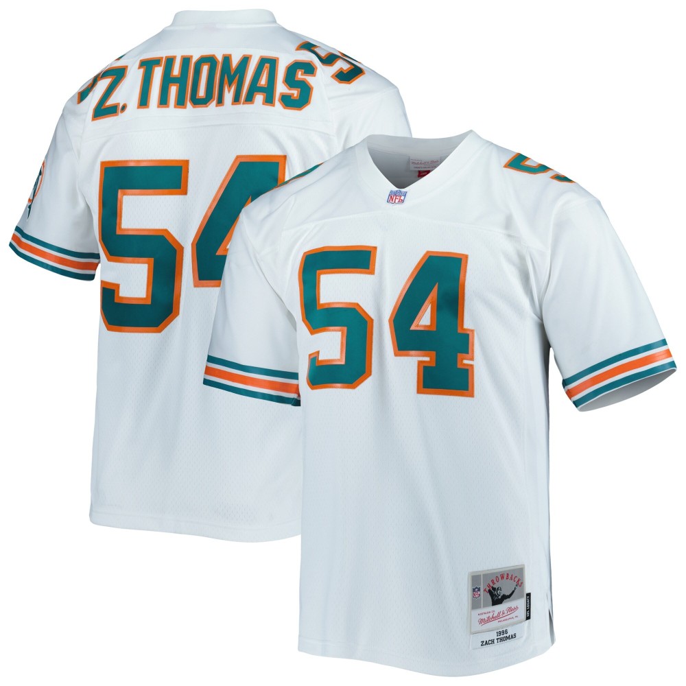 Men's Miami Dolphins Zach Thomas Number 54 Mitchell & Ness Legacy Replica Jersey